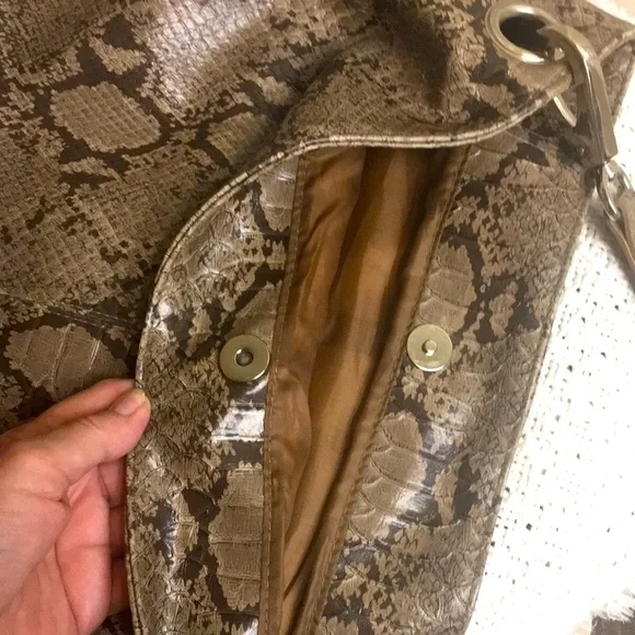 Taupe Snake Print Shoulder Bag - Picture 10 of 10
